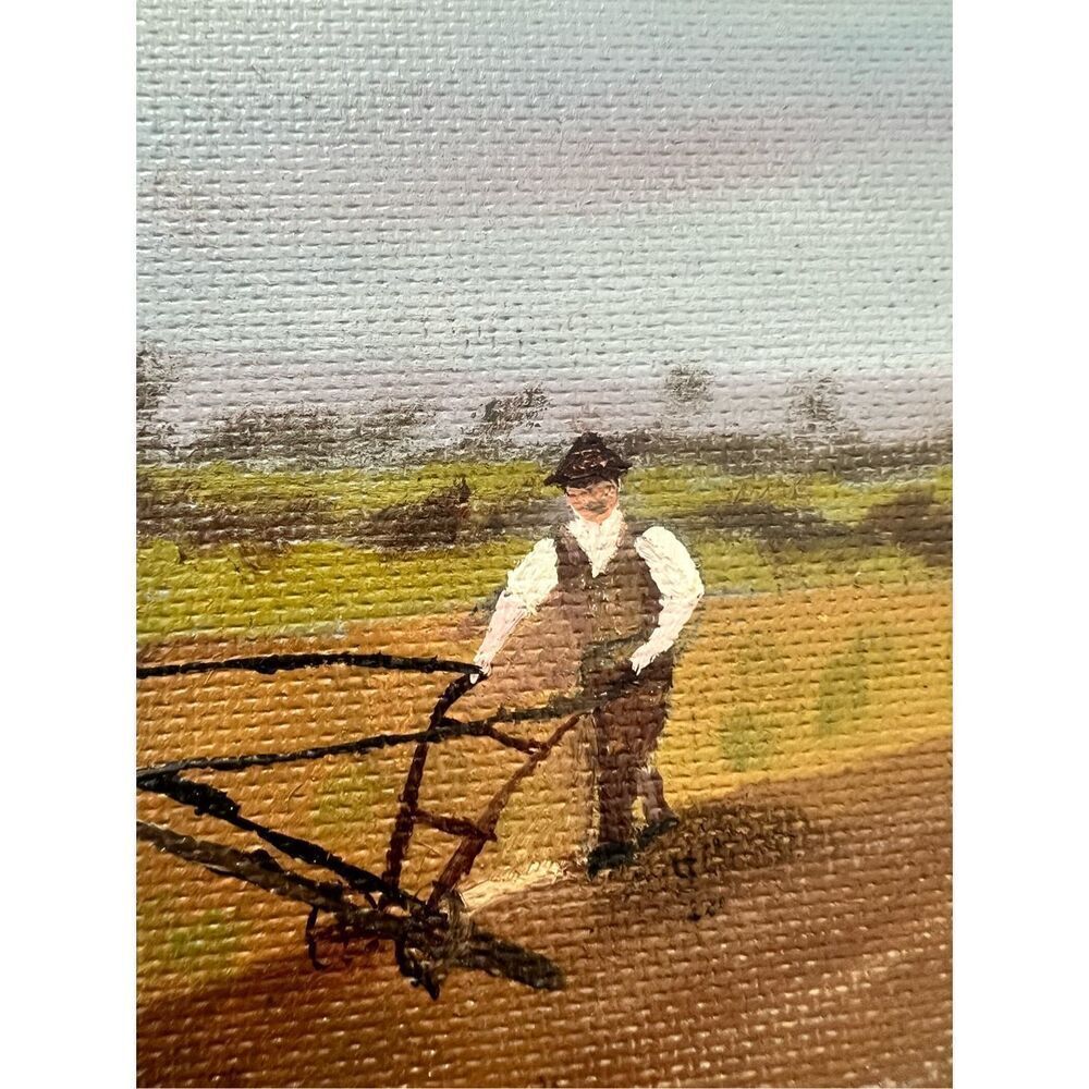 Vintage Oil Painting Farming With Horses" signed by C. Fermor - Picture 5 of 9